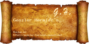 Geszler Hermiás névjegykártya